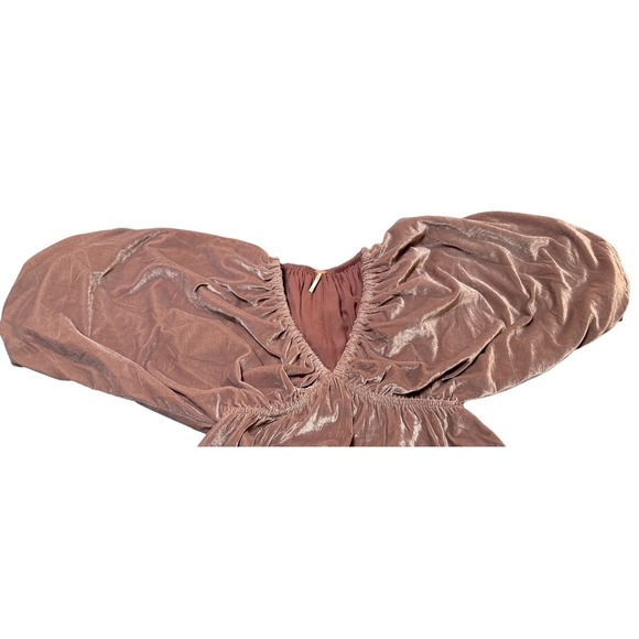 FREE PEOPLE  PORTIA VELVET MINI DRESS PINK/DUSTY ROSE BOHO PRAIRIE SMALL - Picture 6 of 8